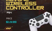 MOVONE Wireless Controller for PS4 in white and black with dual vibration and touchpad