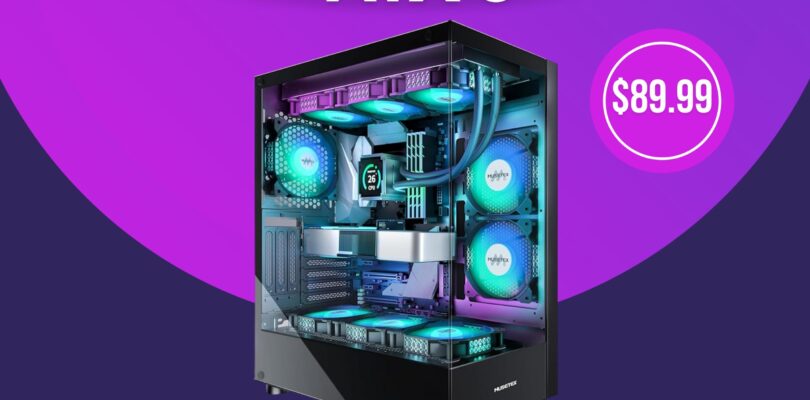MUSETEX K2 ATX Mid-Tower Gaming PC Case with Dual Tempered Glass and 6 ARGB Fans