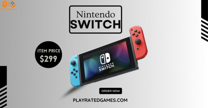 Nintendo Switch console with Neon Blue and Neon Red Joy-Con controllers