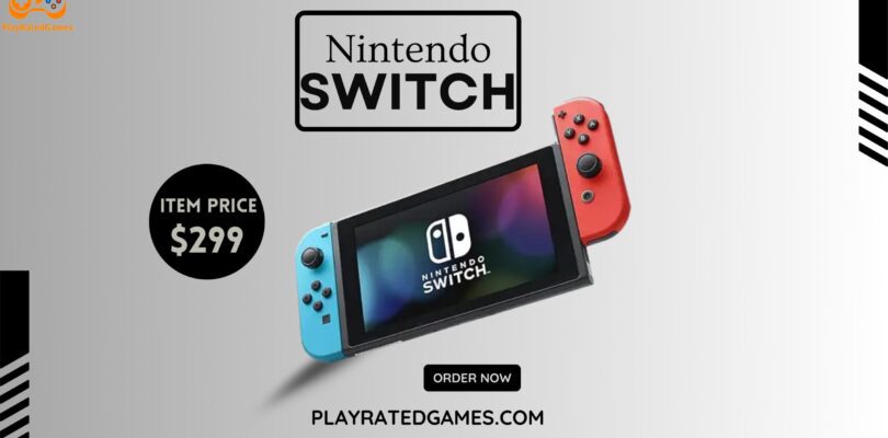 Nintendo Switch console with Neon Blue and Neon Red Joy-Con controllers