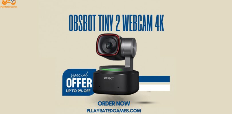 OBSBOT Tiny 2 Lite 4K webcam with AI tracking and gesture control for streaming and video calls