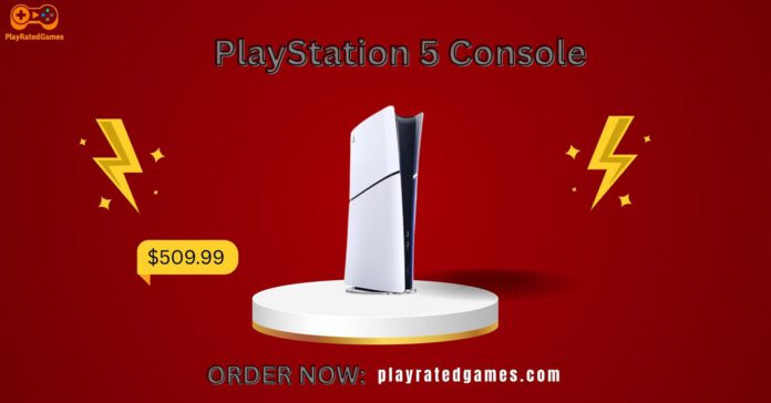 PlayStation 5 Slim Console with DualSense Controller on white background