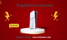 PlayStation 5 Slim Console with DualSense Controller on white background