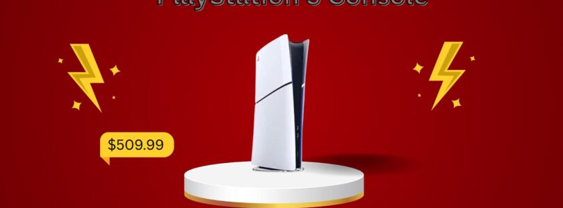 PlayStation 5 Slim Console with DualSense Controller on white background