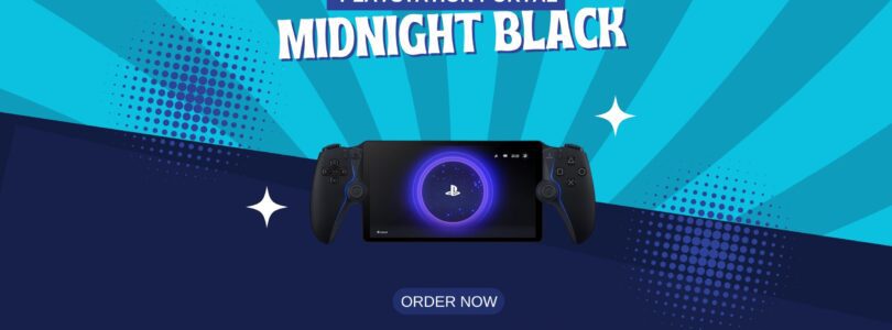 4-in-1 Accessories Set for PlayStation Portal including EVA case, silicone cover, screen protectors, and thumb grips in black