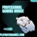 GravaStar Mercury X Pro wireless gaming mouse in gray with magnesium alloy hollow body and RGB lighting.