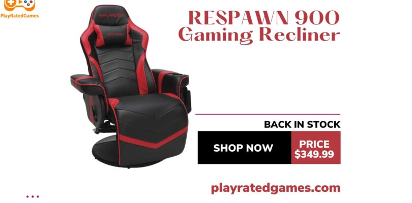 "RESPAWN 900 Racing Style Gaming Recliner Chair in Gray with Cupholder and Footrest Extended"