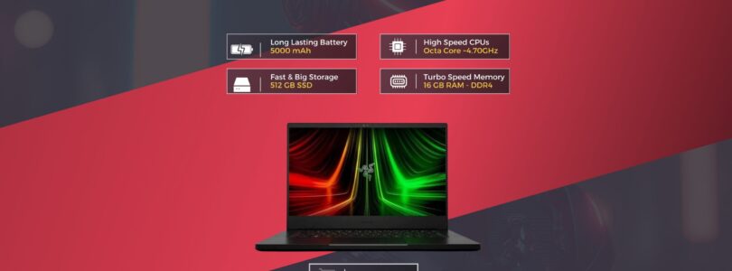 Razer Blade 14 gaming laptop with RGB keyboard and QHD display