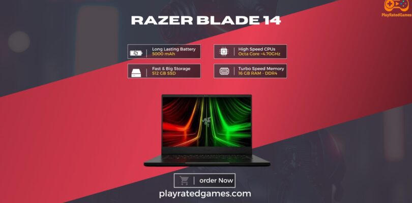 Razer Blade 14 gaming laptop with RGB keyboard and QHD display