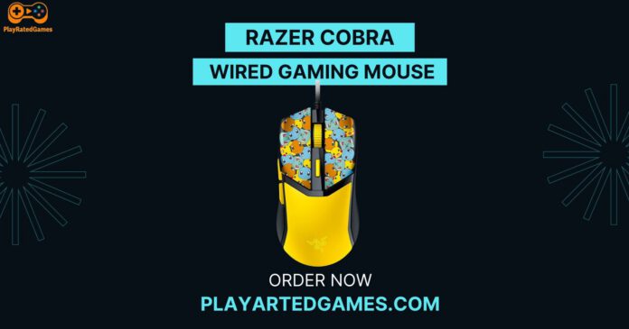Razer Cobra Pokémon Edition Wired Gaming Mouse with RGB lighting and Pikachu-themed design