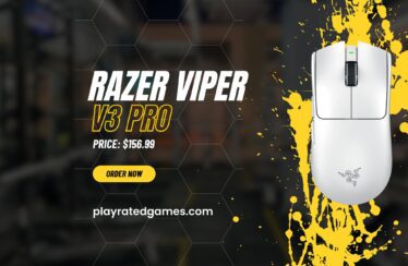 Razer Viper V3 Pro wireless gaming mouse in white with RGB lighting and lightweight symmetrical design