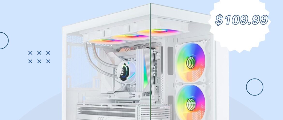 Sevenhero H602 ATX Gaming PC Case with Panoramic Tempered Glass and 5 ARGB Fans