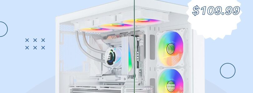 Sevenhero H602 ATX Gaming PC Case with Panoramic Tempered Glass and 5 ARGB Fans
