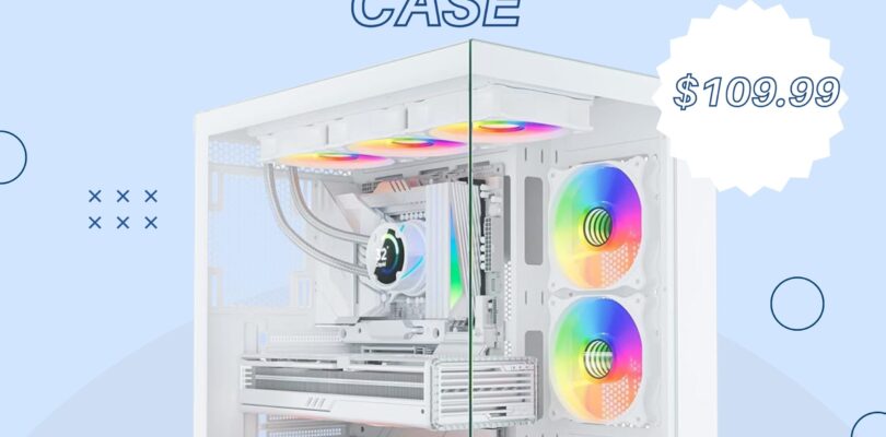 Sevenhero H602 ATX Gaming PC Case with Panoramic Tempered Glass and 5 ARGB Fans