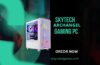 Skytech Archangel Gaming PC with white mesh case, RGB fans, and RTX 4060 GPU.