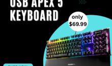 SteelSeries Apex 5 Hybrid Mechanical Gaming Keyboard with RGB lighting and OLED display