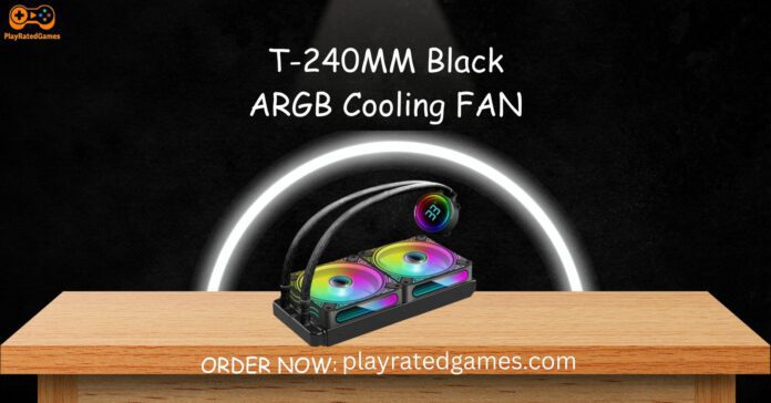 T-240MM Black ARGB Liquid CPU Cooler with Temperature Display and Dual 240mm Fans