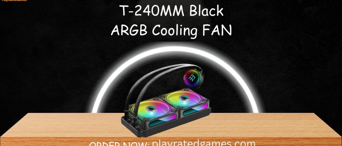 T-240MM Black ARGB Liquid CPU Cooler with Temperature Display and Dual 240mm Fans