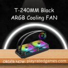 T-240MM Black ARGB Liquid CPU Cooler with Temperature Display and Dual 240mm Fans