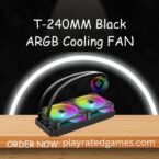 T-240MM Black ARGB Liquid CPU Cooler with Temperature Display and Dual 240mm Fans