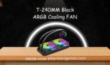 T-240MM Black ARGB Liquid CPU Cooler with Temperature Display and Dual 240mm Fans