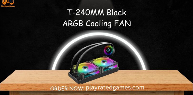 T-240MM Black ARGB Liquid CPU Cooler with Temperature Display and Dual 240mm Fans