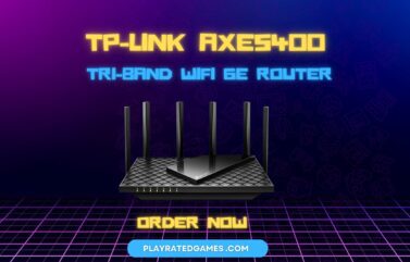 TP-Link AXE5400 Tri-Band WiFi 6E Router Archer AXE75 black wireless router with antennas