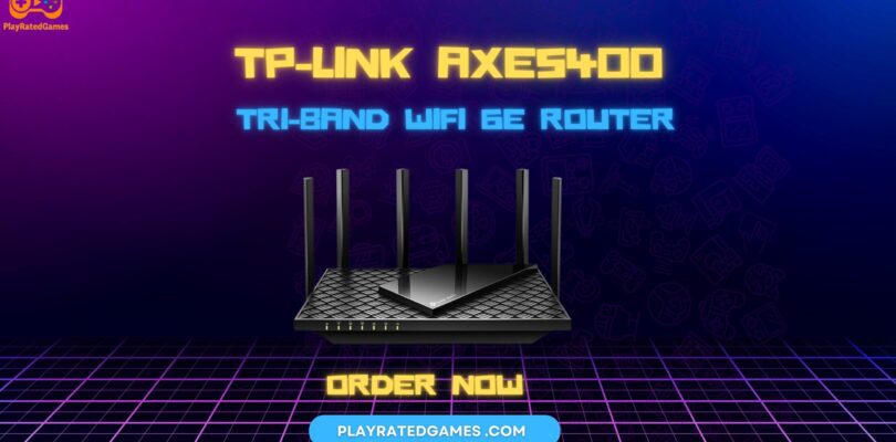 TP-Link AXE5400 Tri-Band WiFi 6E Router Archer AXE75 black wireless router with antennas