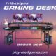 AODK 48 Inch Carbon Fiber Black Gaming Desk with LED Lights, Power Outlet, and Storage Shelves