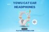 White YOWU Cat Ear Headphones with RGB Lighting on a white background