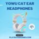 White YOWU Cat Ear Headphones with RGB Lighting on a white background