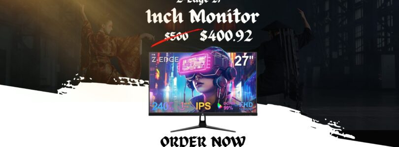 27-inch Z-Edge UG27QF 144Hz QHD Gaming Monitor in Matte Black with Frameless IPS Display