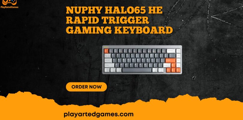 NuPhy Halo65 HE Rapid Trigger Gaming Keyboard with RGB lighting and magnetic switches in grey