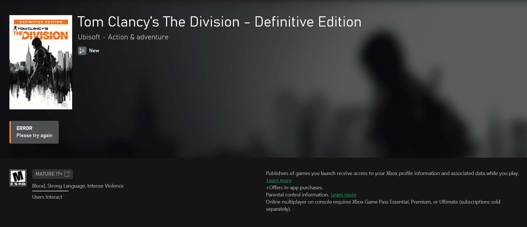 The Division: Definitive Edition can be ordered on Xbox (but it has nothing “definitive” to show for it)
