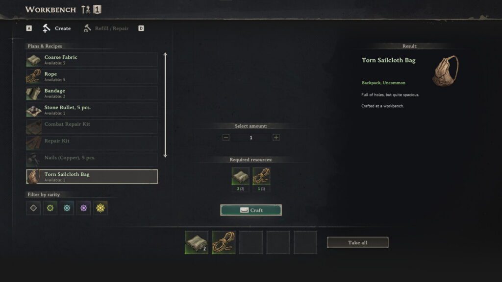 Windrose Torn Sailcloth Bag